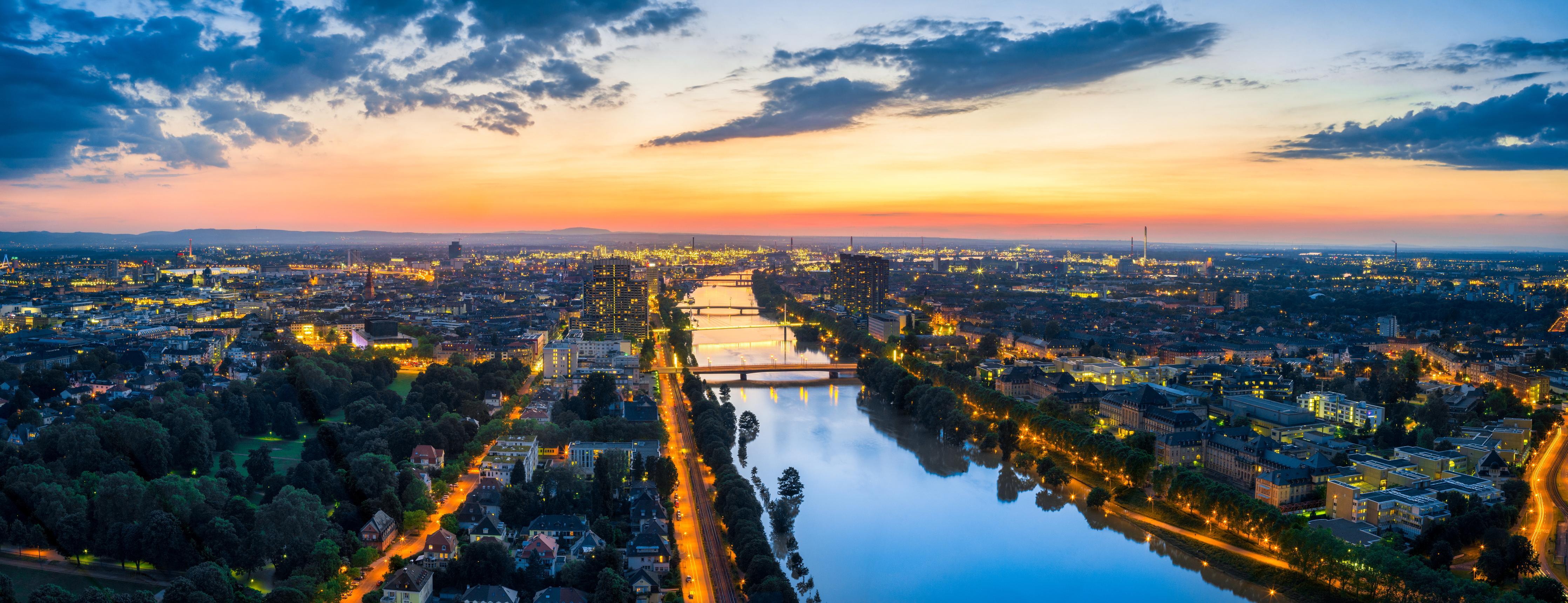 Küchenrückwand-Panorama Mannheim und Ludwigshafen