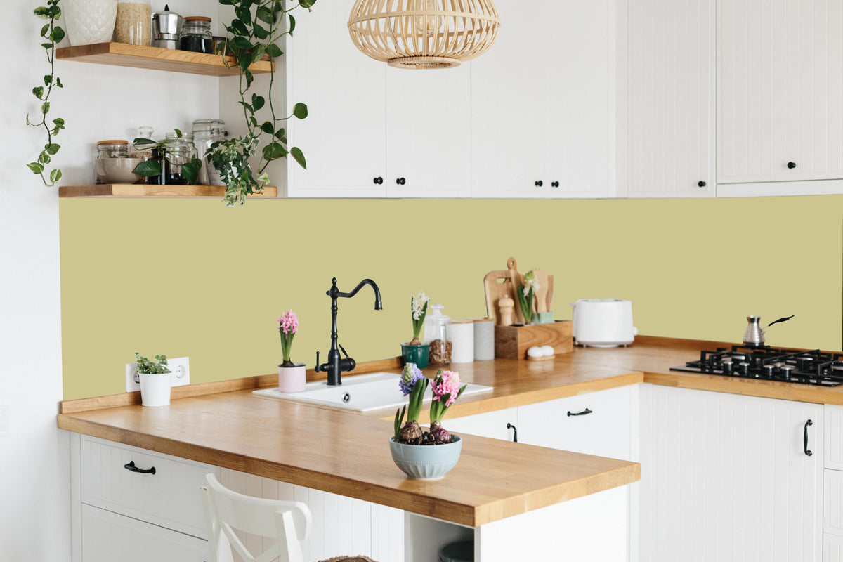 Küche - RAL 1000 (Grünbeige) in lebendiger Küche mit bunten Blumen