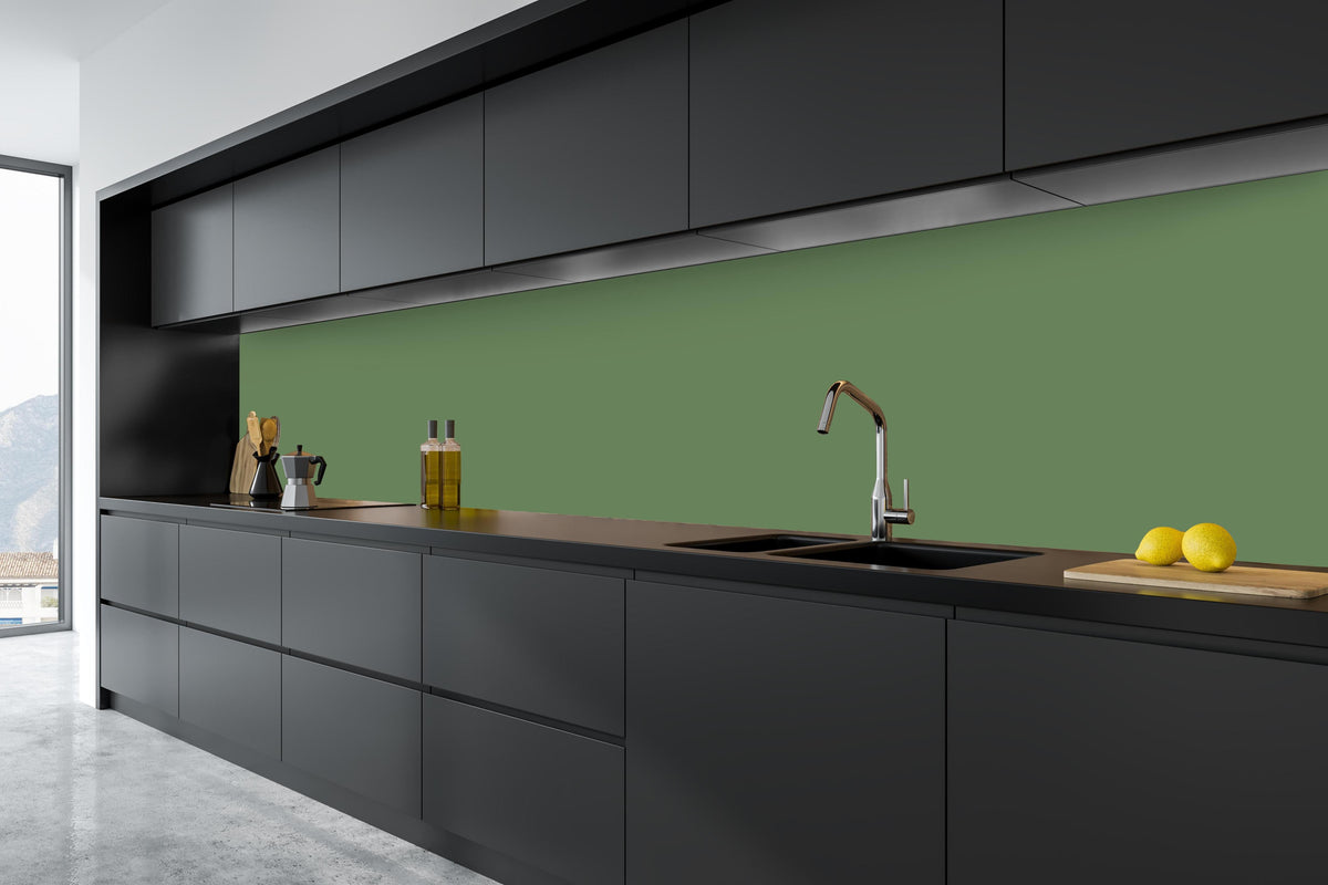 Küche - RAL 6011 (Reseda grün) in tiefschwarzer matt-premium Einbauküche