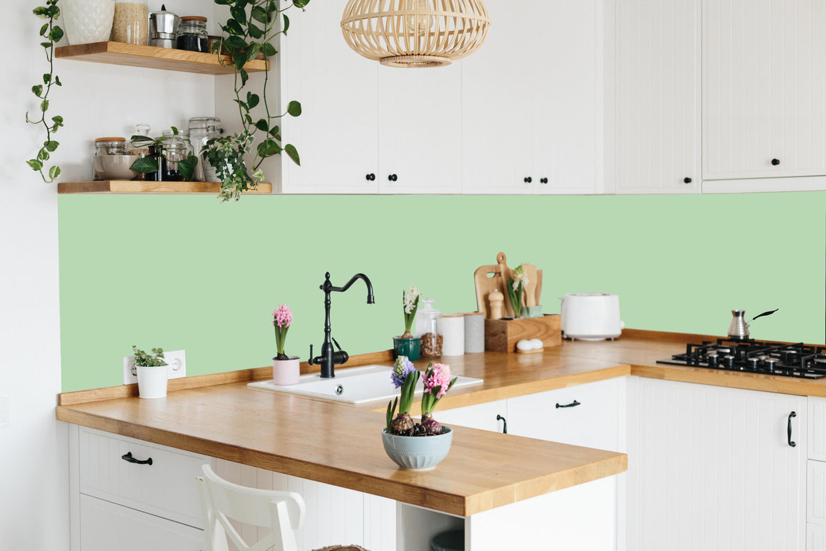 Küche - RAL 6019 (pastellgrün) in lebendiger Küche mit bunten Blumen