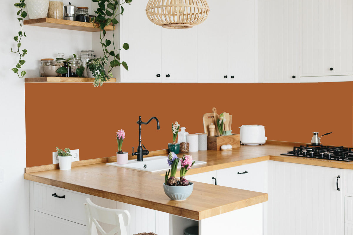 Küche - RAL 8023 (Orangebraun) in lebendiger Küche mit bunten Blumen