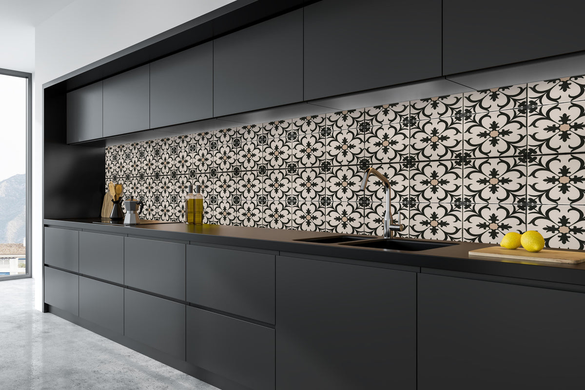Küche - Schwarz Braun Vintage Mosaik in tiefschwarzer matt-premium Einbauküche