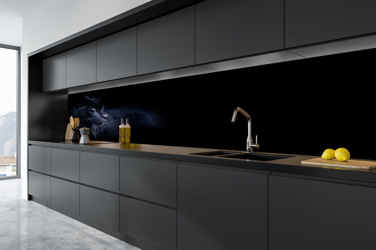 Küche - Schwarzen Panther mit schwarzem Hintergrund in tiefschwarzer matt-premium Einbauküche