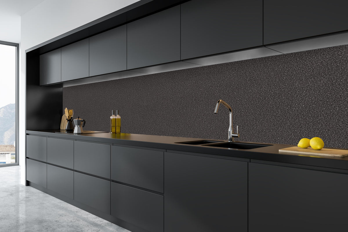 Küche - Stein Boden und Wand Muster aus Granit in tiefschwarzer matt-premium Einbauküche