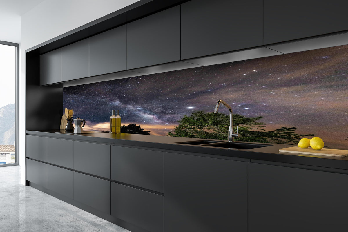 Küche - Sterne im Himmel bei Nacht in tiefschwarzer matt-premium Einbauküche