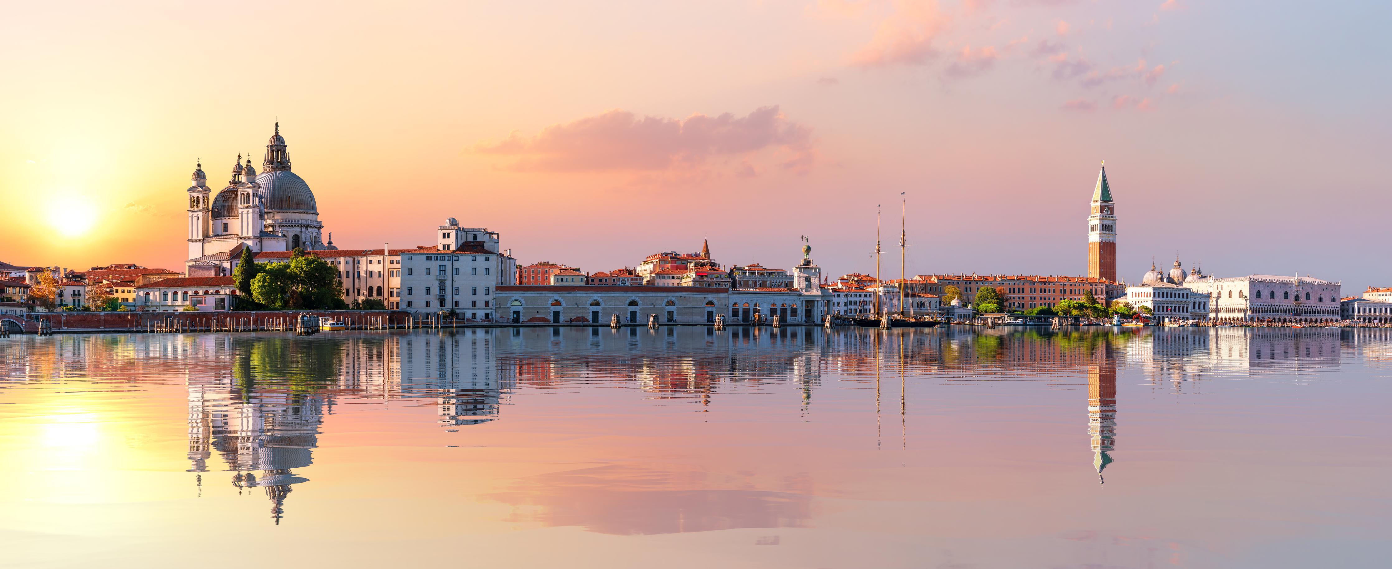 Küchenrückwand-Venedig-Panorama bei Sonnenuntergang