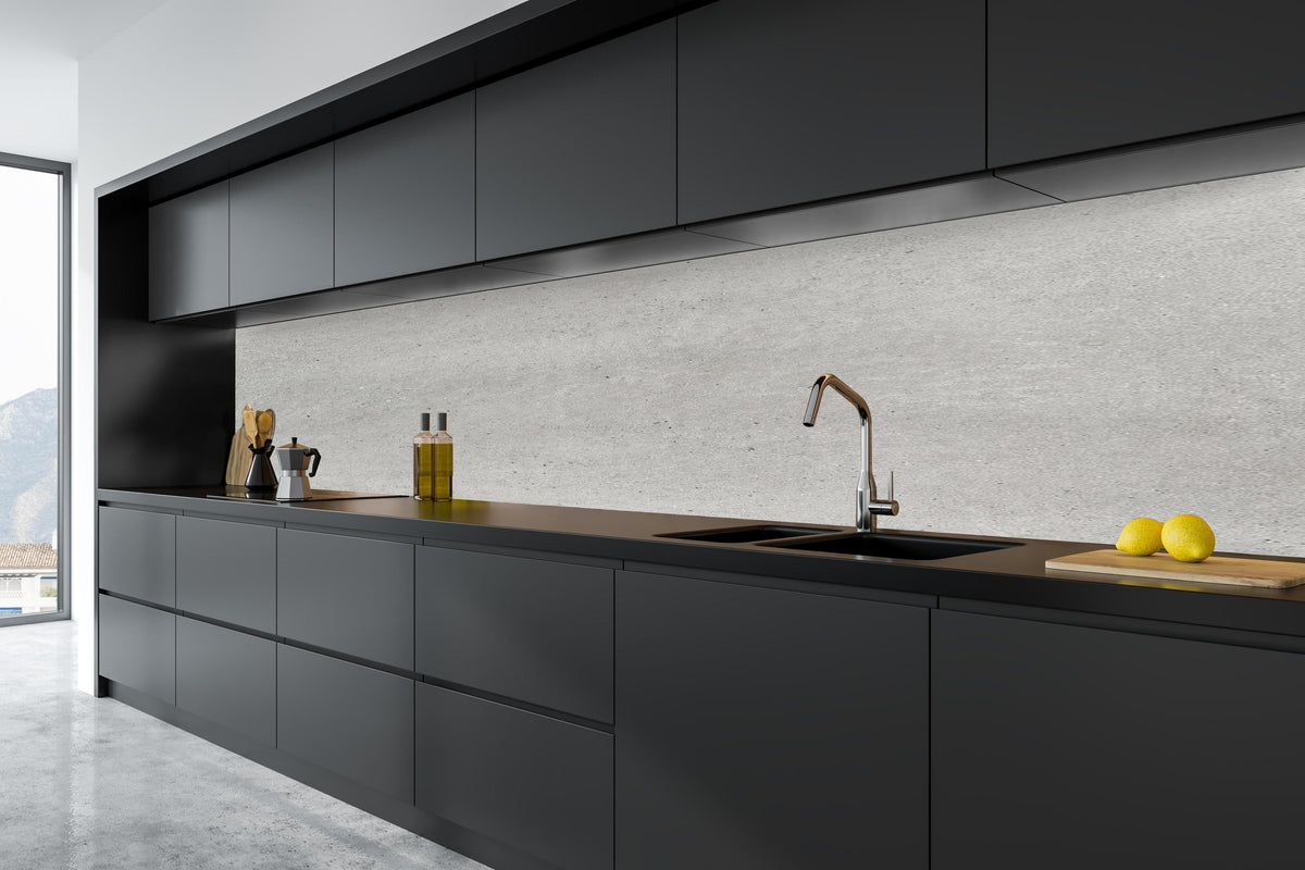 Küche - Weiß graue Betonwand 2 in tiefschwarzer matt-premium Einbauküche