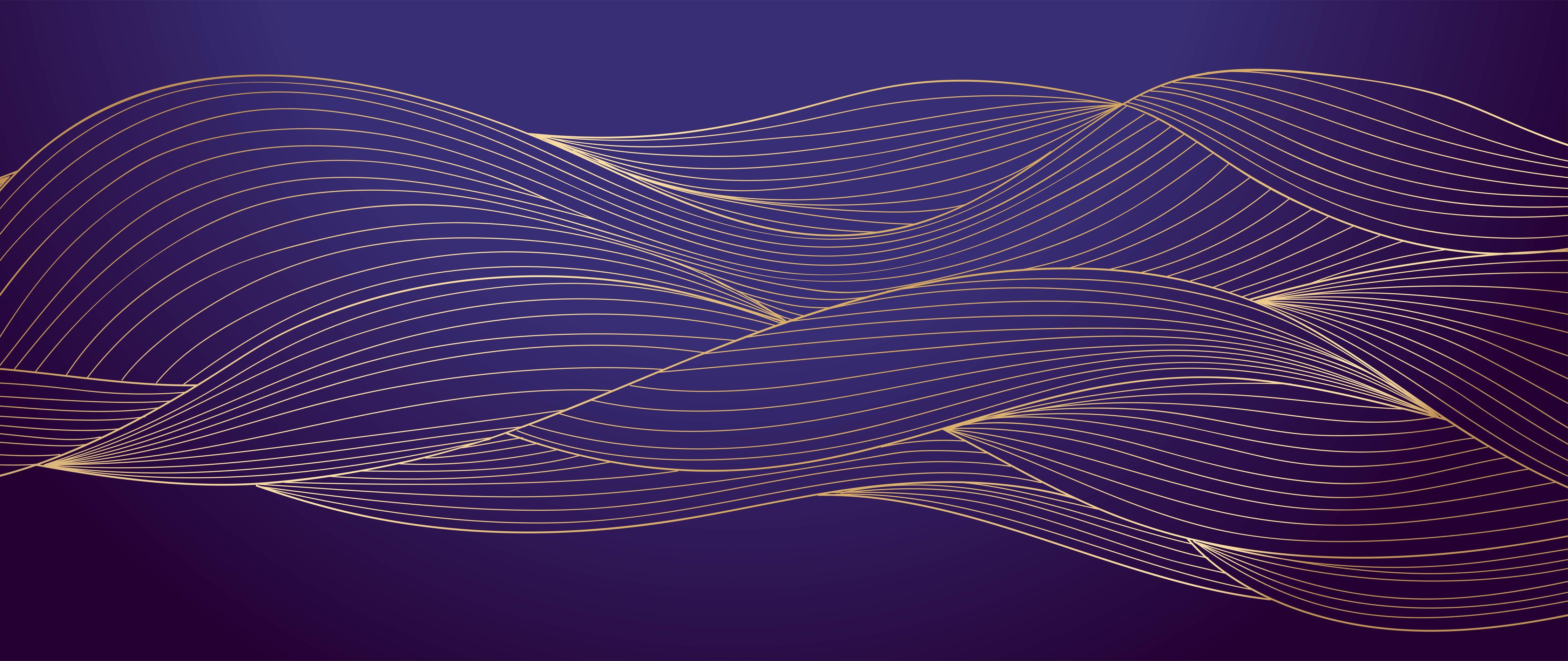 Küchenrückwand-Wellenförmige Lila Gold Linienkunst