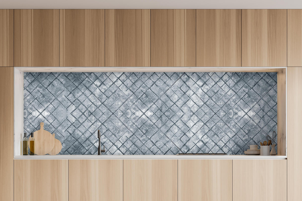 Küche - Zement oberflächen Textur von Beton in charakteristischer Vollholz-Küche mit modernem Gasherd