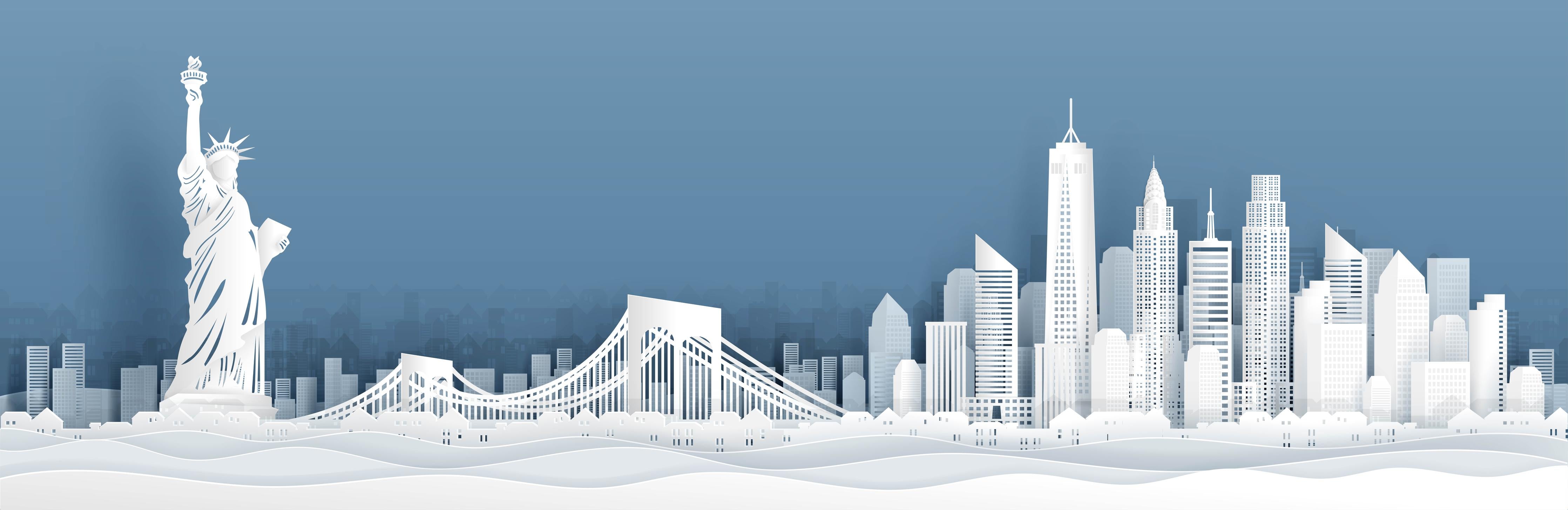 Küchenrückwand-New York City Skyline Papercut Illustration