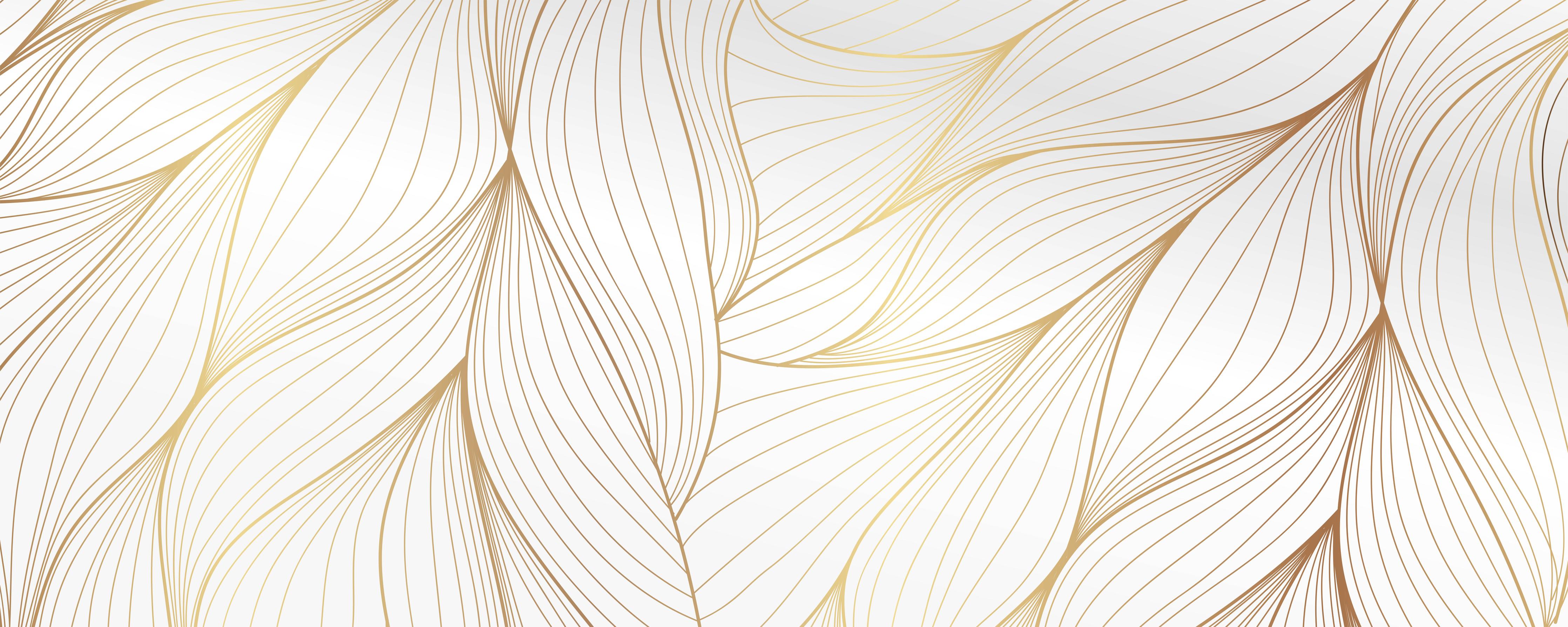 Küchenrückwand-Stilvolle Abstrakte Weiß-Gold Blattstruktur