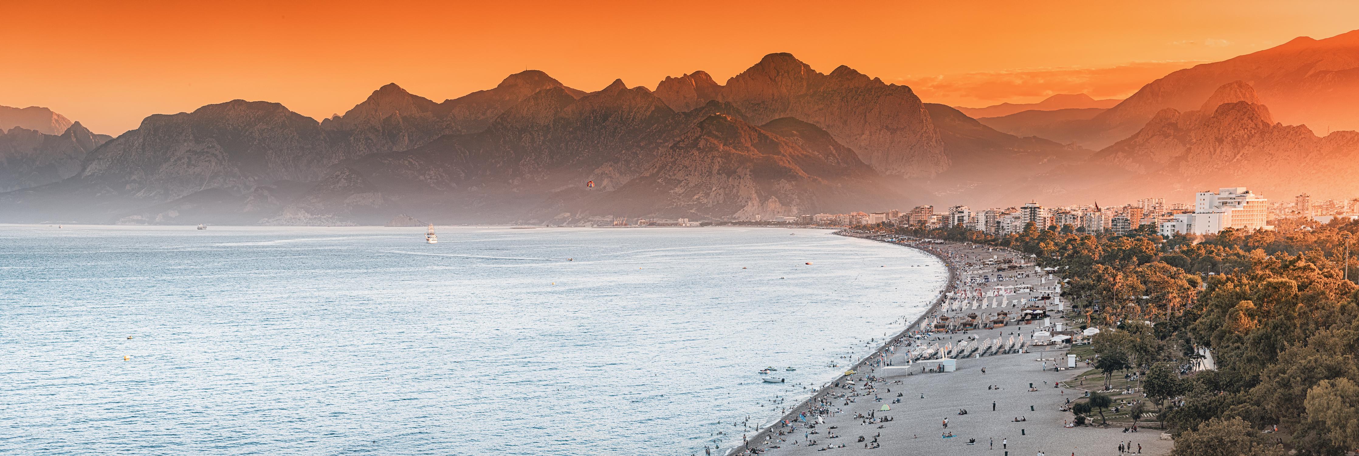 Küchenrückwand-Sunset Konyaalti Beach Antalya Türkei