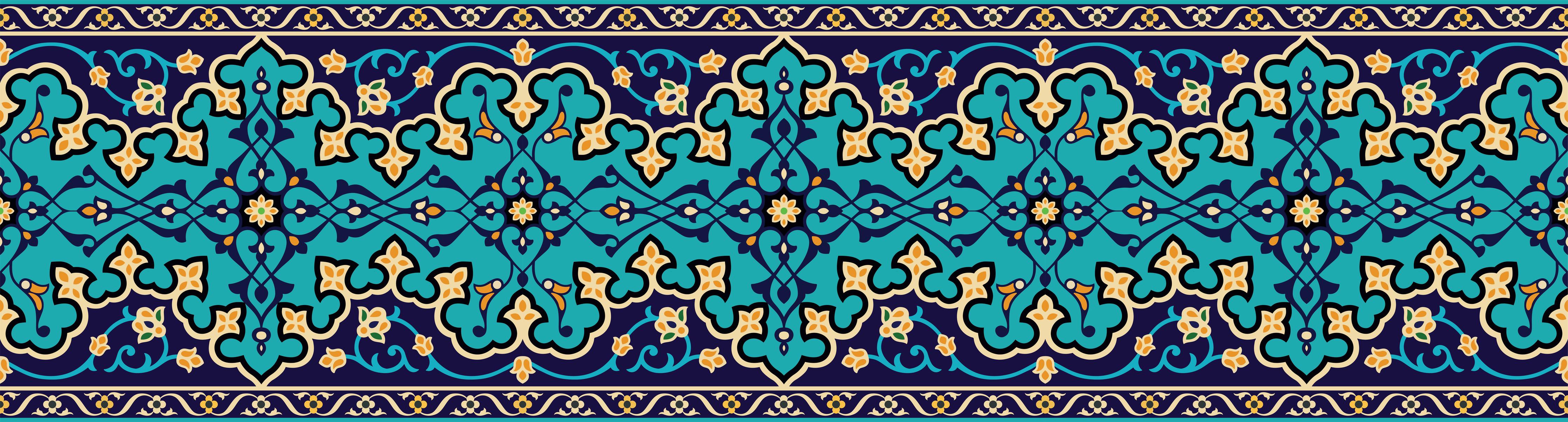 Küchenrückwand-Traditionelles türkis-blaues Ornament Design