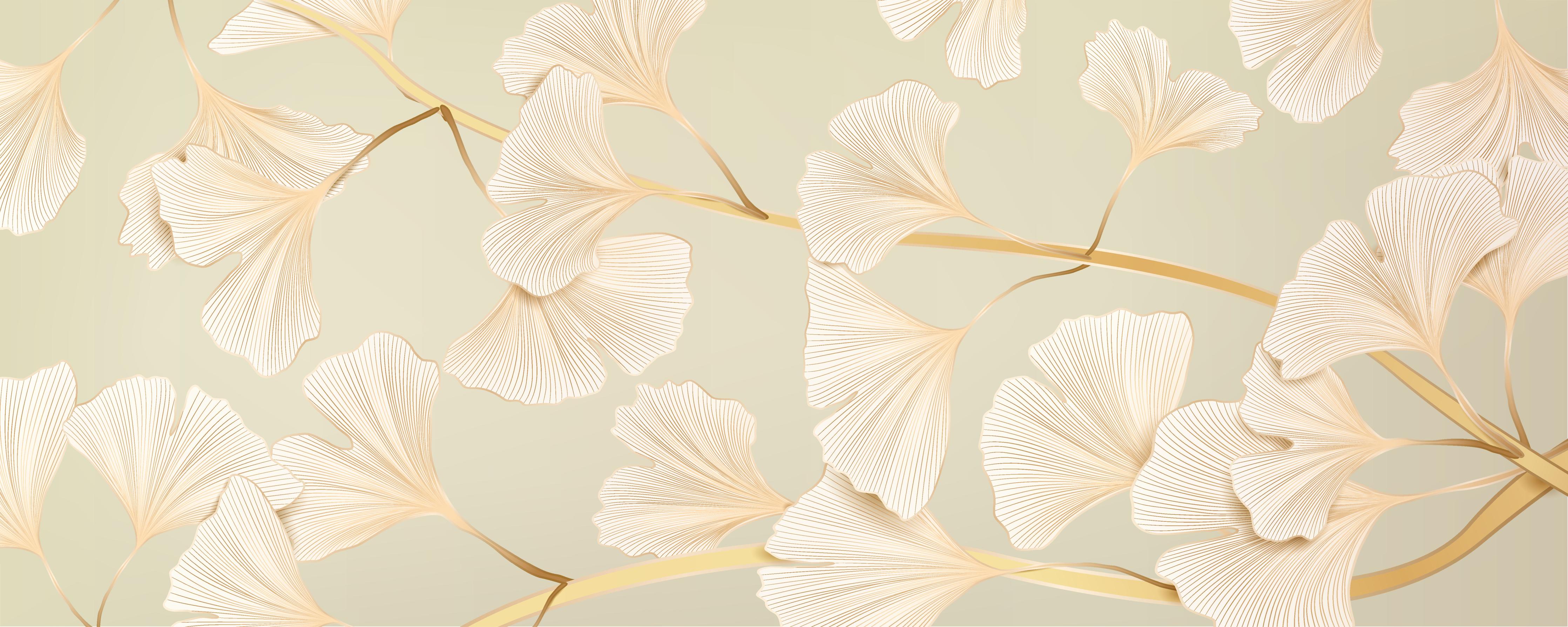 Küchenrückwand-Zarte Ginkgo-Blatt-Muster in Pastellbeige