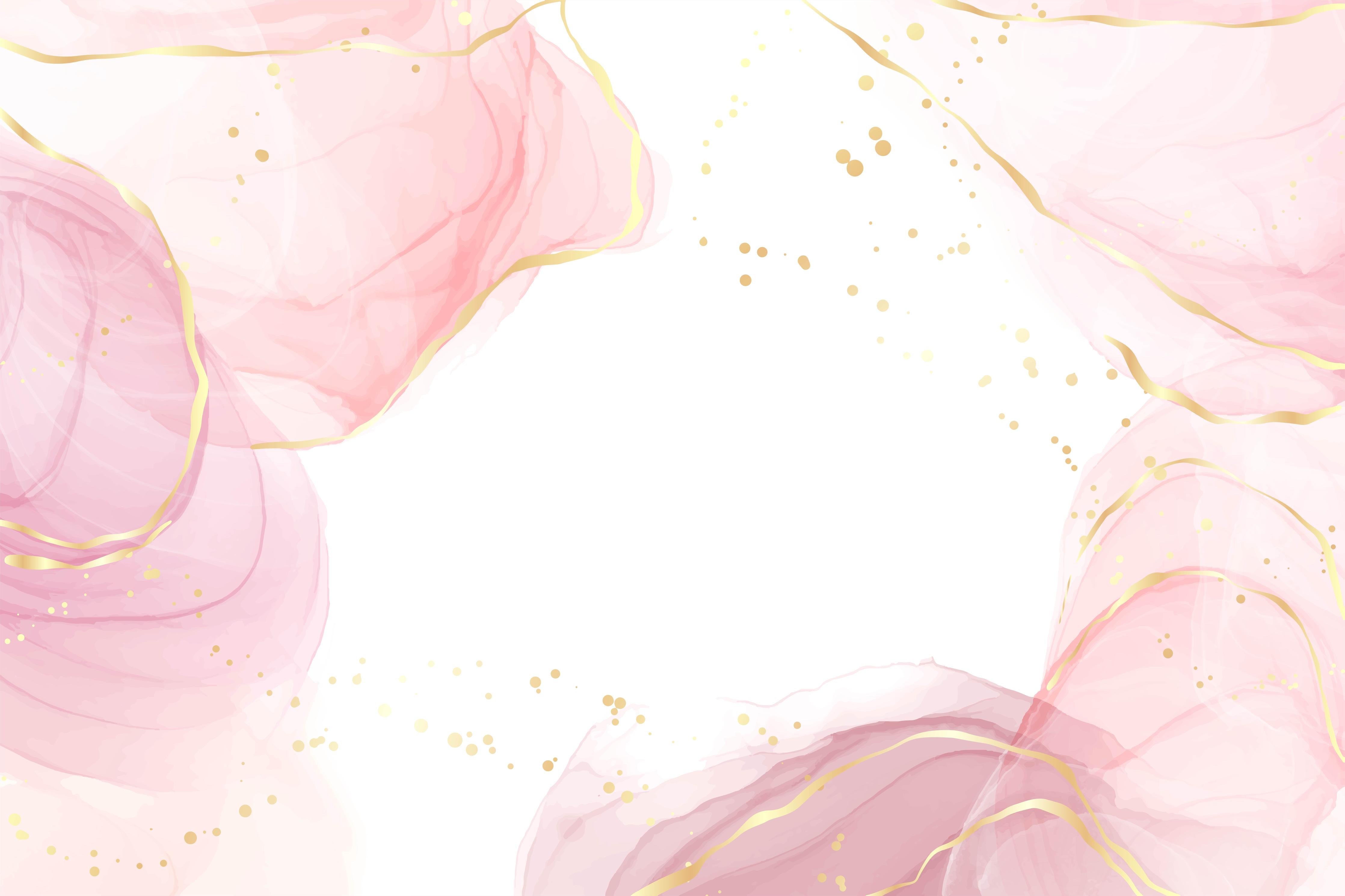 Küchenrückwand-Zarte Rosa Blumen mit Goldakzenten Kunst