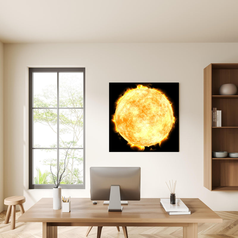 Office Poster  -  Sonne auf Schwarzem Hintergrund in privatem Bürozimmer mit Holzschrank