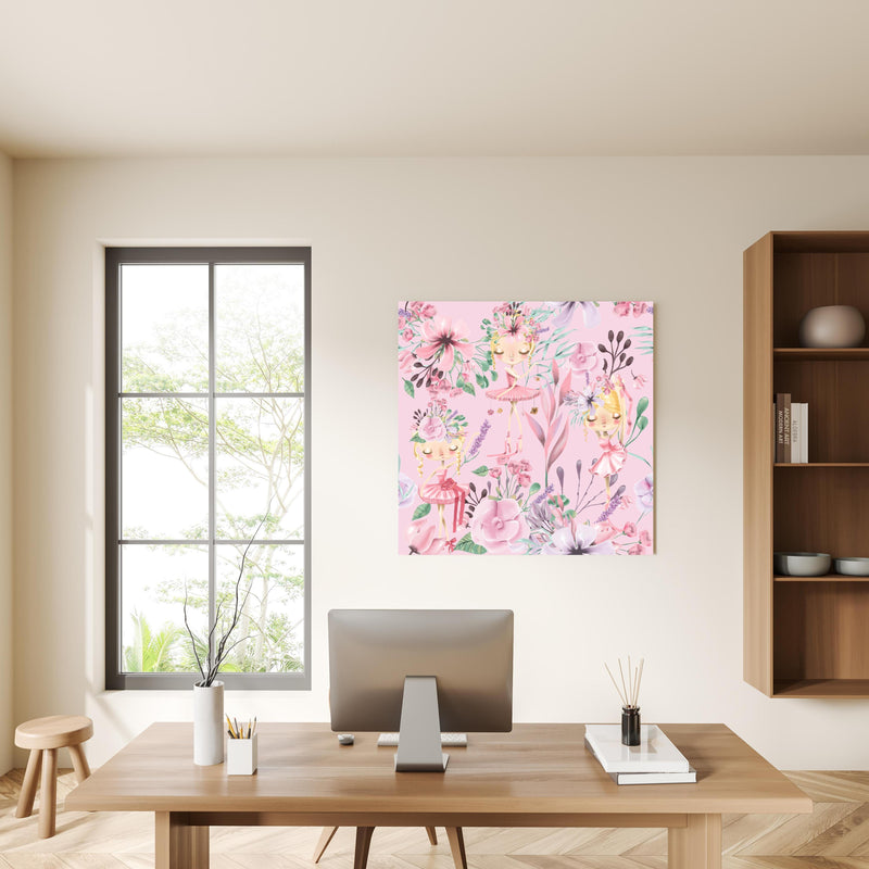 Office Poster  - Aquarell floralen mit niedlichen Ballett in privatem Bürozimmer mit Holzschrank