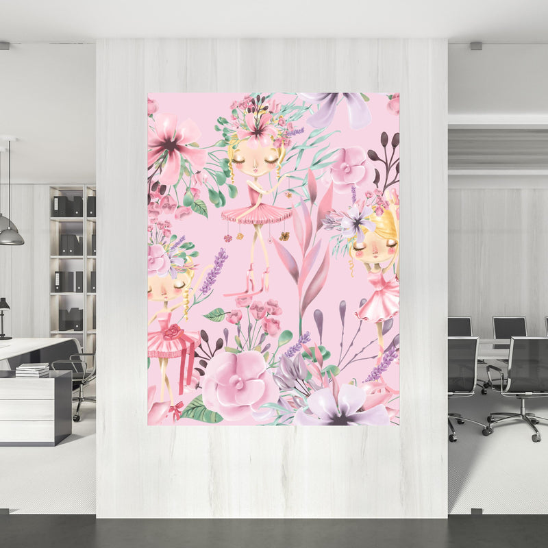 Office Poster  - Aquarell floralen mit niedlichen Ballett an einer Wand innerhalb stilvoll eingerichtetem Büro