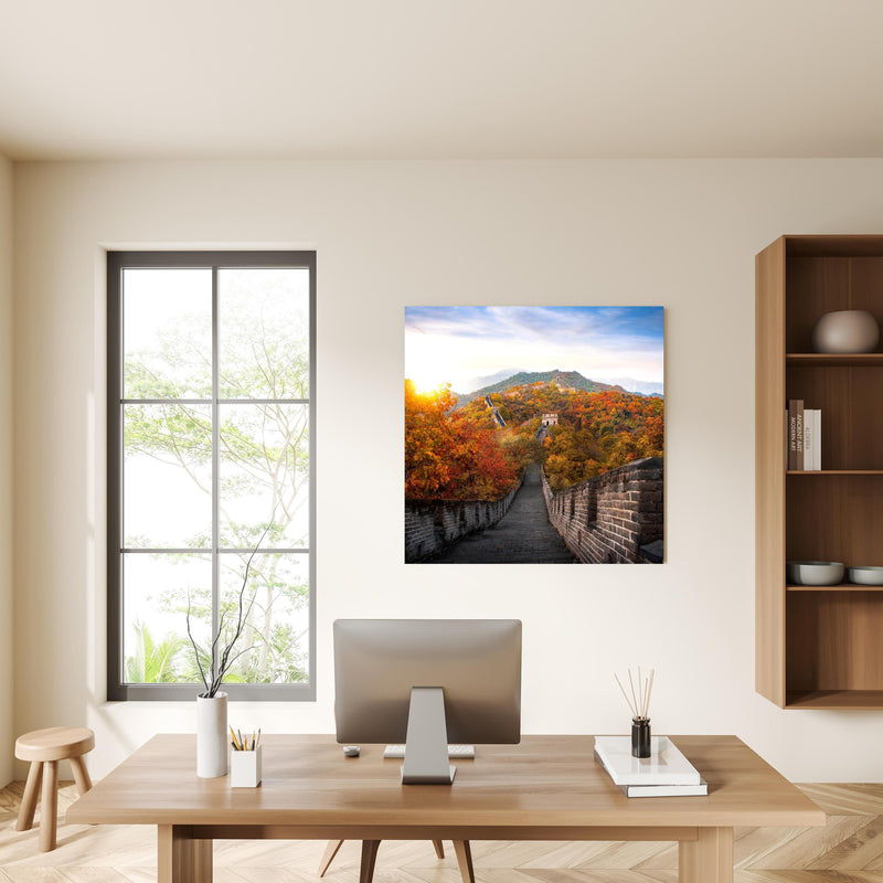 Office Poster  - Chinesische Mauer im Herbst in privatem Bürozimmer mit Holzschrank