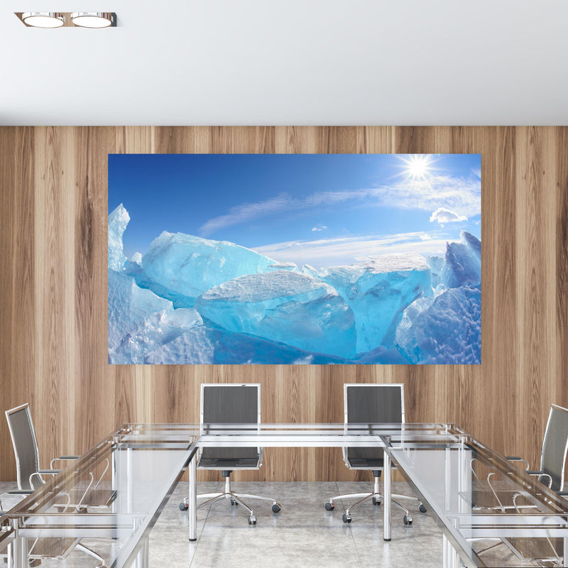 Office Poster  - Eisriff am Baikalsee in einem Konferenzraum mit Glastisch und Holzwand