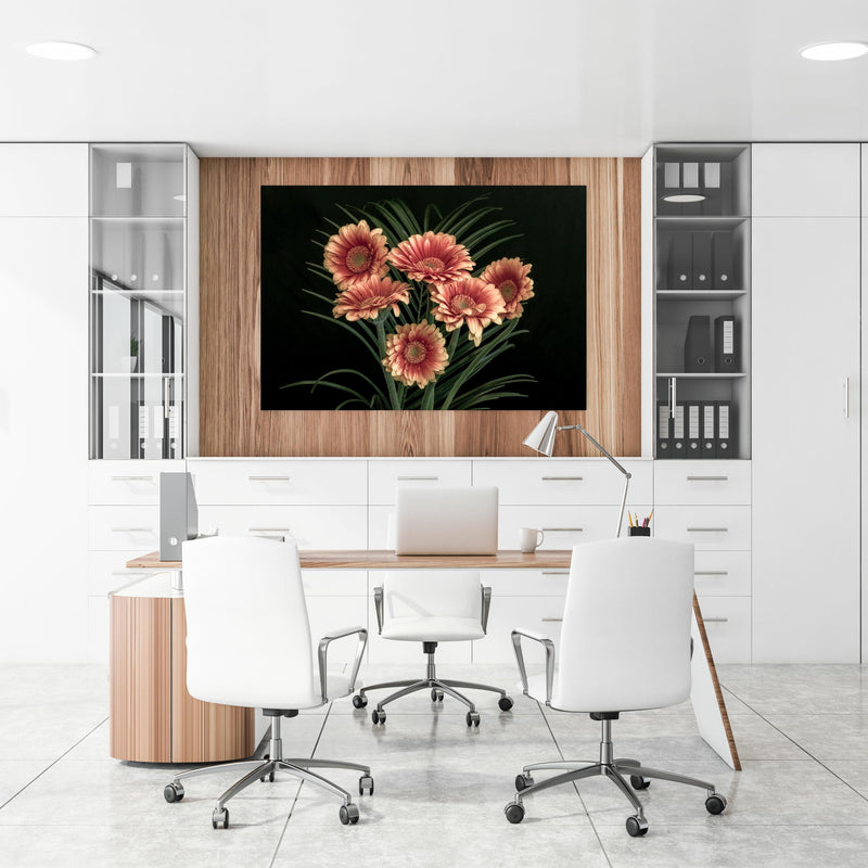 Office Poster  - Frischer Blumenstrauß Stillleben an einer Holzwand hängend im Büroraum
Office Poster  - Frischer Blumenstrauß Stillleben an einer Holzwand hängend im Büroraum