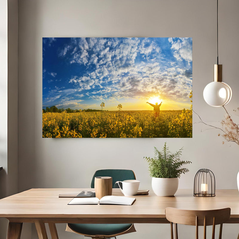 Office Poster Gelbliches Blumenfeld am Rueckwand24