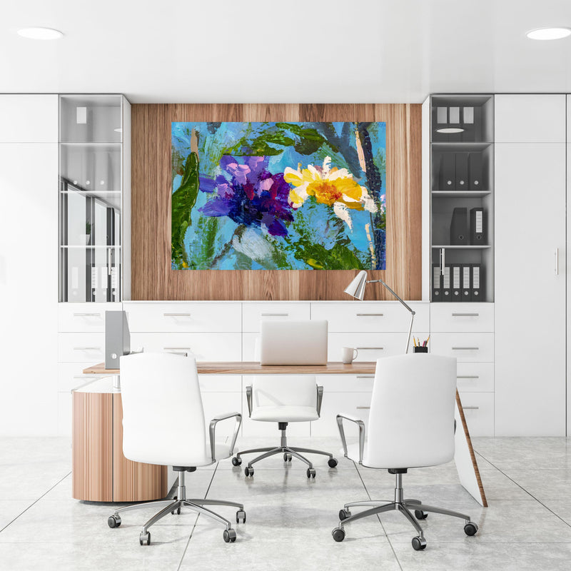 Office Poster  - Impressionistisches Blumen Gemälde an einer Holzwand hängend im Büroraum
Office Poster  - Impressionistisches Blumen Gemälde an einer Holzwand hängend im Büroraum