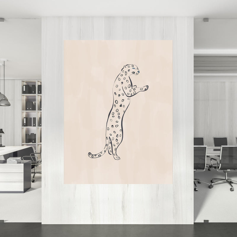 Office Poster  - Leopard - Einfache Zeichnung an einer Wand innerhalb stilvoll eingerichtetem Büro