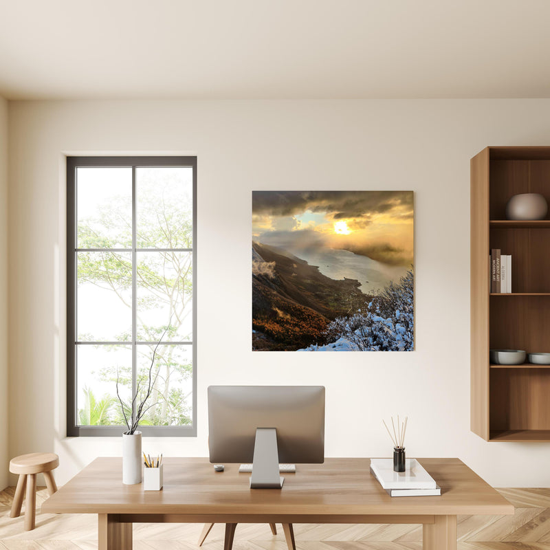 Office Poster  - Schneelandschaft am Gardasee in privatem Bürozimmer mit Holzschrank