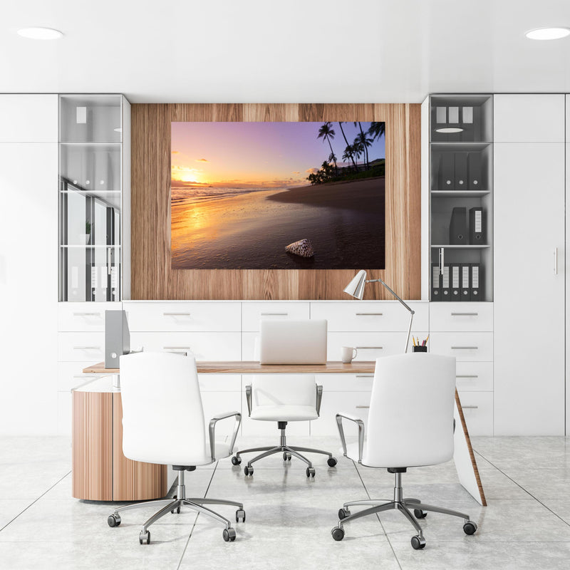 Office Poster  - Schöner Sonnenuntergang am Strand von Hawaii an einer Holzwand hängend im Büroraum
Office Poster  - Schöner Sonnenuntergang am Strand von Hawaii an einer Holzwand hängend im Büroraum