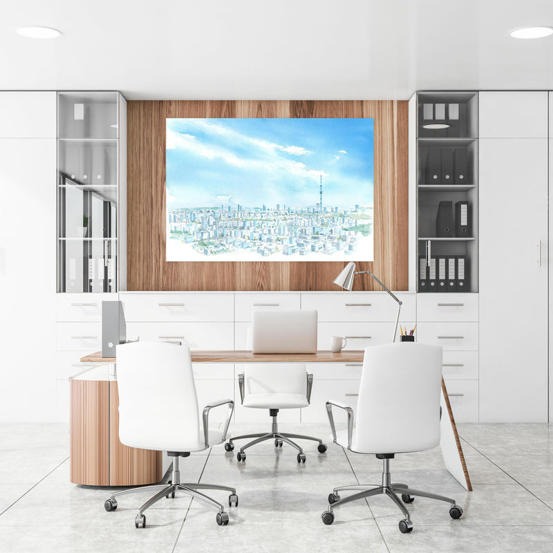 Office Poster  - Tokyo Sky Tree Aquarellmalerei an einer Holzwand hängend im Büroraum
Office Poster  - Tokyo Sky Tree Aquarellmalerei an einer Holzwand hängend im Büroraum