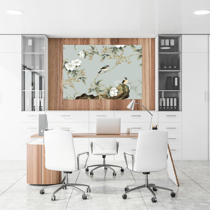 Office Poster  - Vögel Natur Illustration auf grauem Hintergrund an einer Holzwand hängend im Büroraum
Office Poster  - Vögel Natur Illustration auf grauem Hintergrund an einer Holzwand hängend im Büroraum