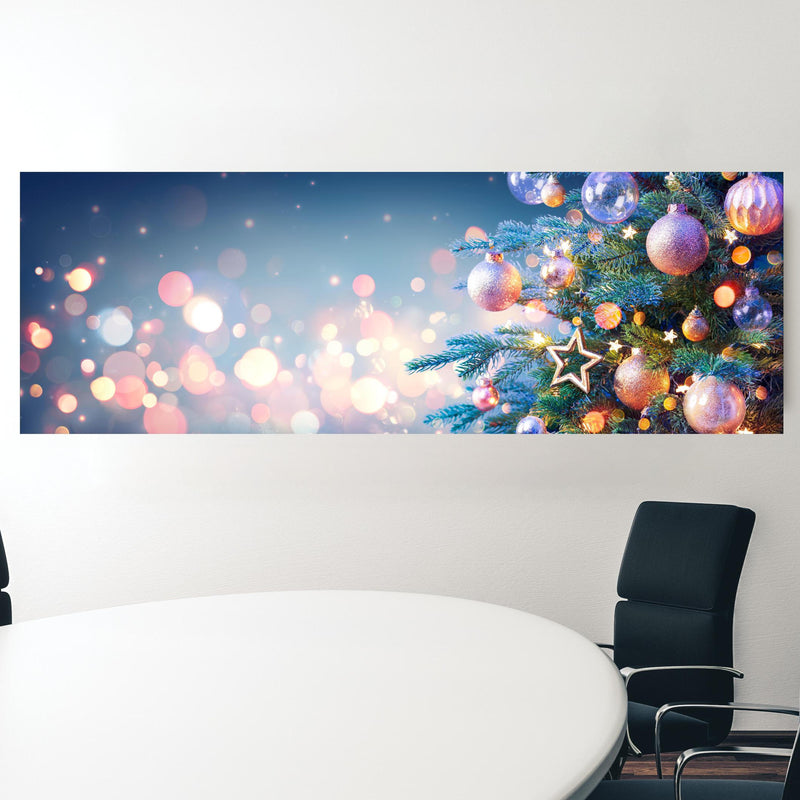Office Poster Weihnachtsbaum mit bunten Kugeln Rueckwand24