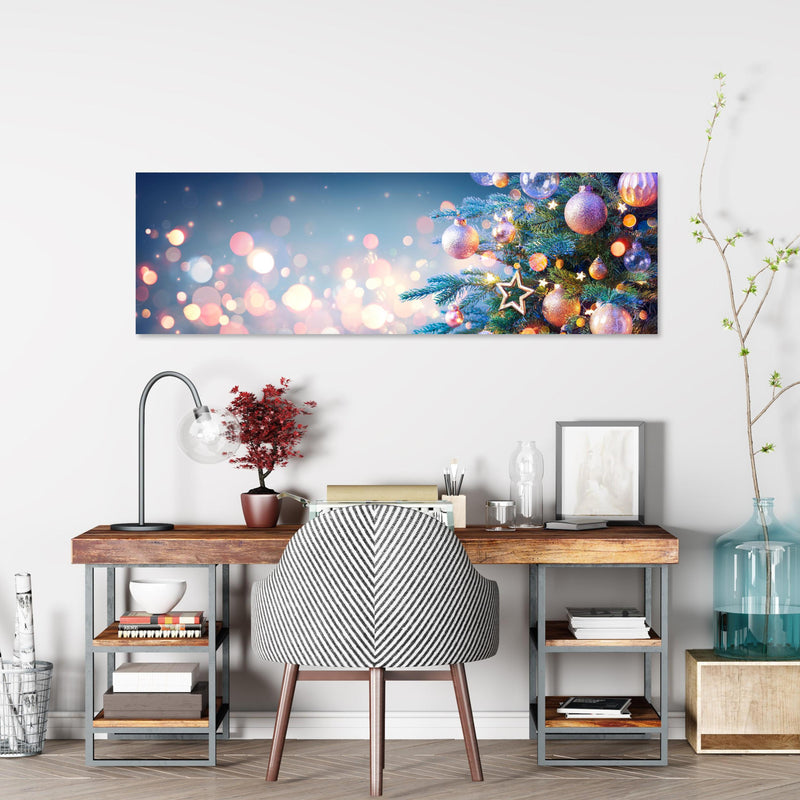 Office Poster Weihnachtsbaum mit bunten Kugeln Rueckwand24