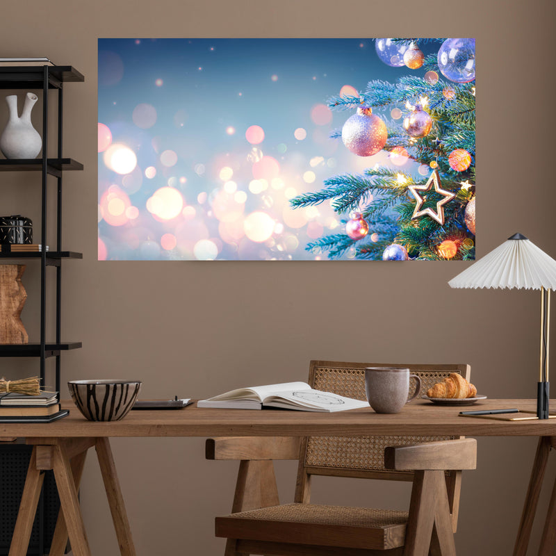 Office Poster Weihnachtsbaum mit bunten Kugeln Rueckwand24