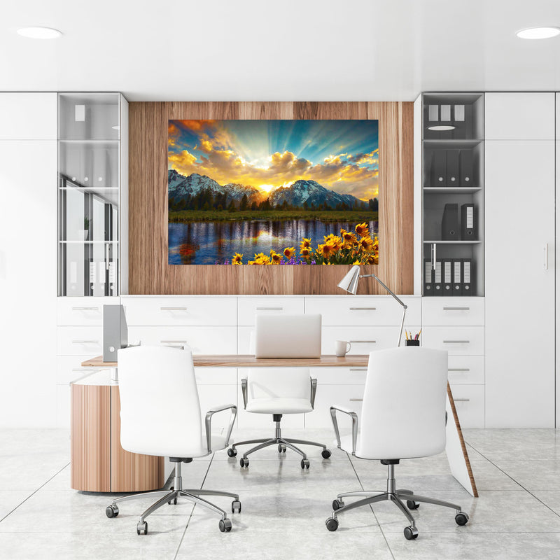 Office Poster  - einzigartiges Lichtspiel im Grand Teton an einer Holzwand hängend im Büroraum
Office Poster  - einzigartiges Lichtspiel im Grand Teton an einer Holzwand hängend im Büroraum