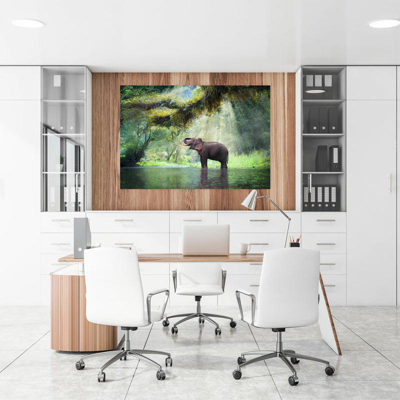 Office Poster  - wilde Elefanten im Wald von Kanchanaburi  an einer Holzwand hängend im Büroraum
Office Poster  - wilde Elefanten im Wald von Kanchanaburi  an einer Holzwand hängend im Büroraum