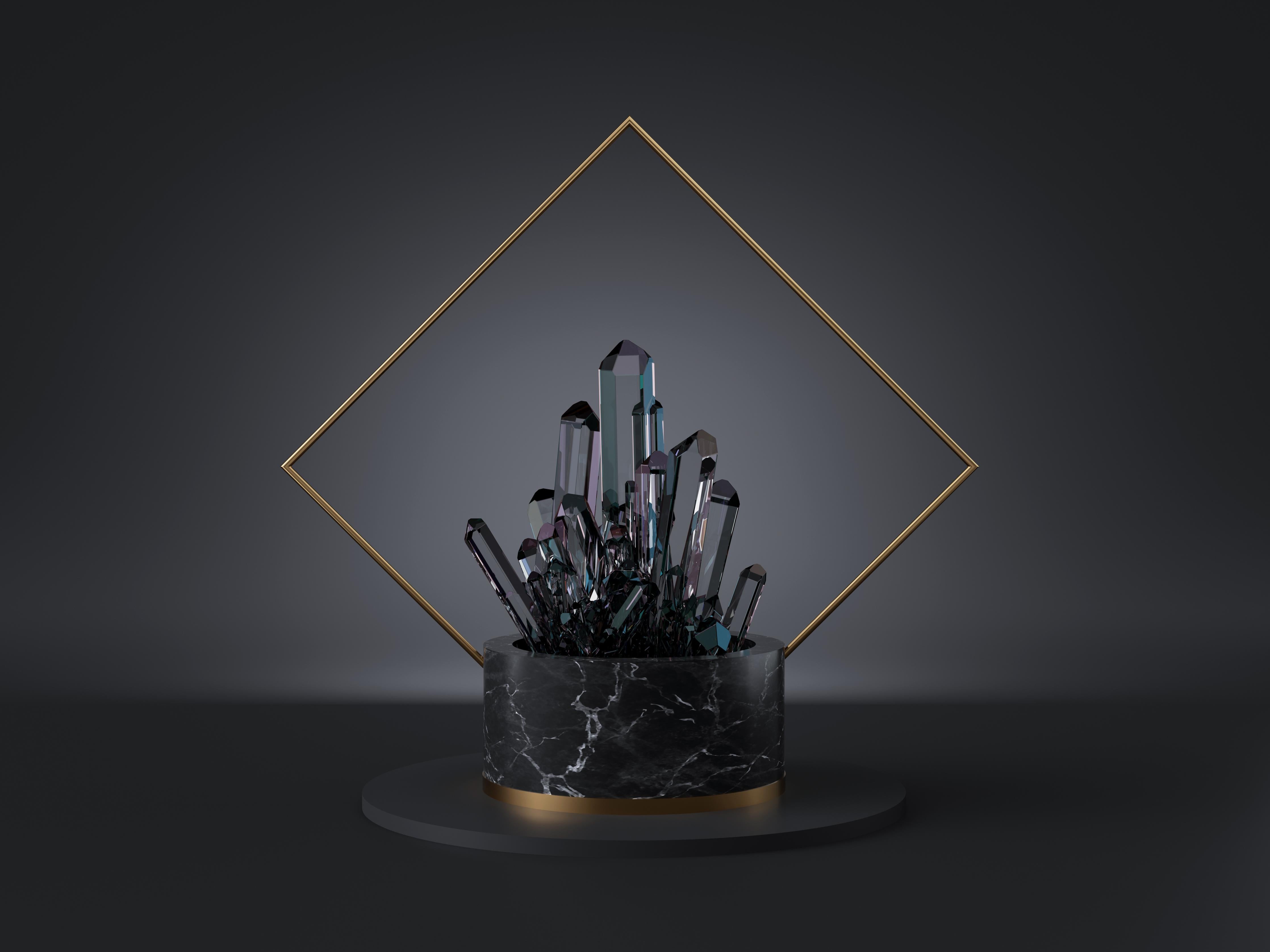 Spritzschutz-Abstraktes 3D-Design mit schwarzem Kristall