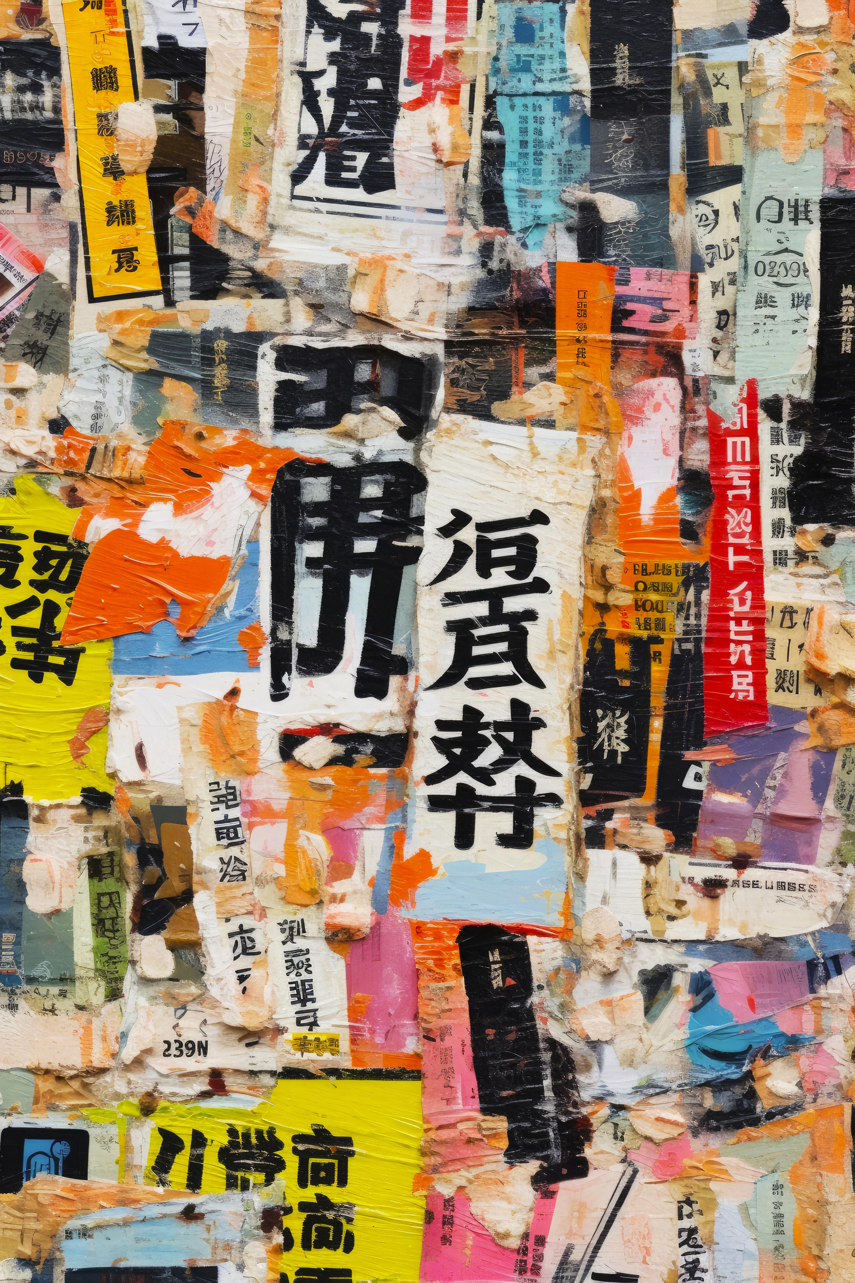 Spritzschutz-Asiatische Graffiti-Collage, Farbenspiel