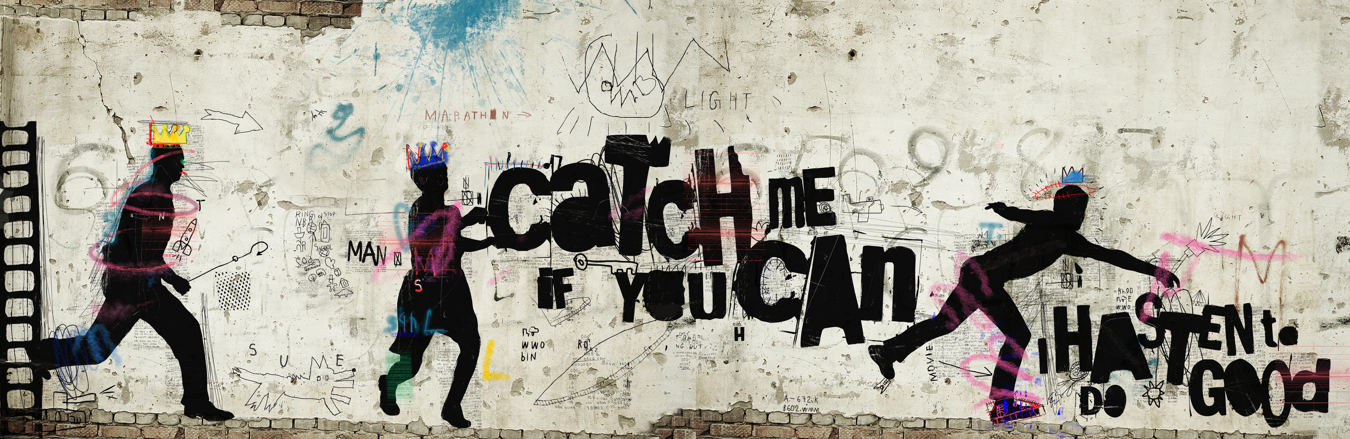 Spritzschutz-Dynamische Street-Art-Läufer Graffiti-Wand