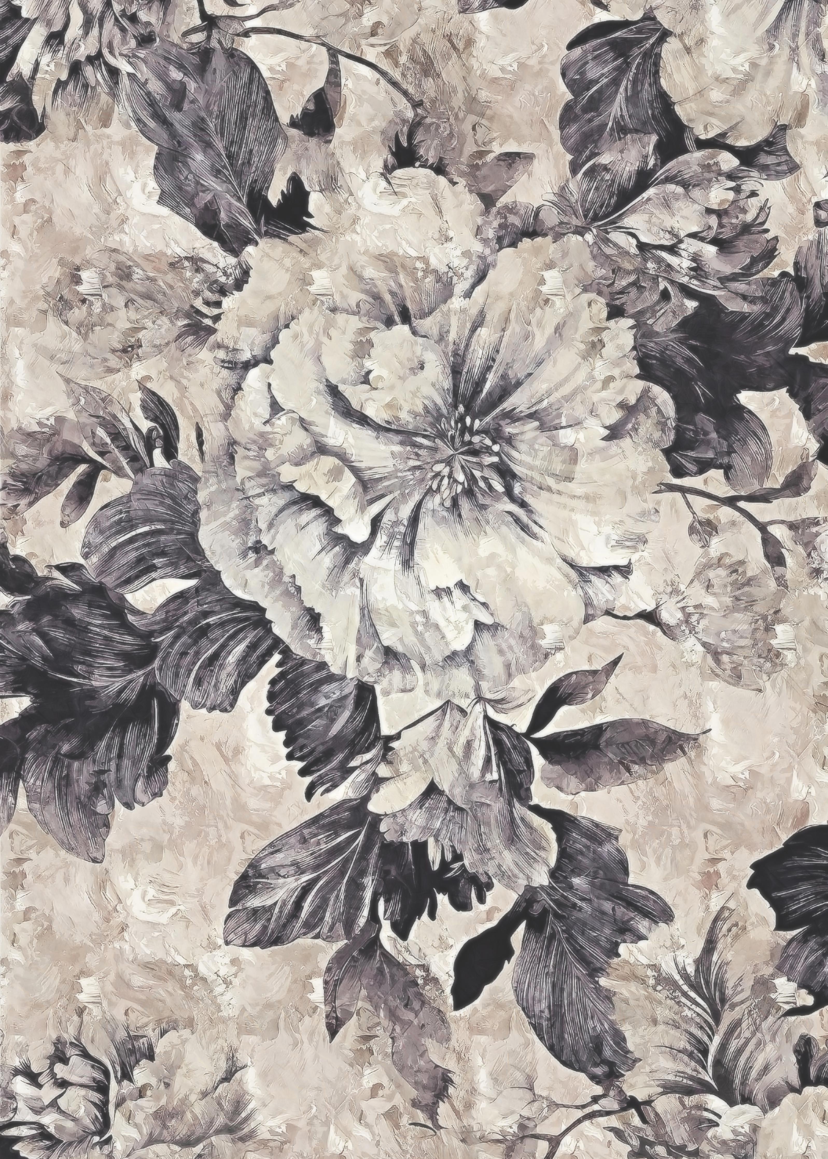 Spritzschutz-Edles Beige Floral Gemustertes Kunstposter