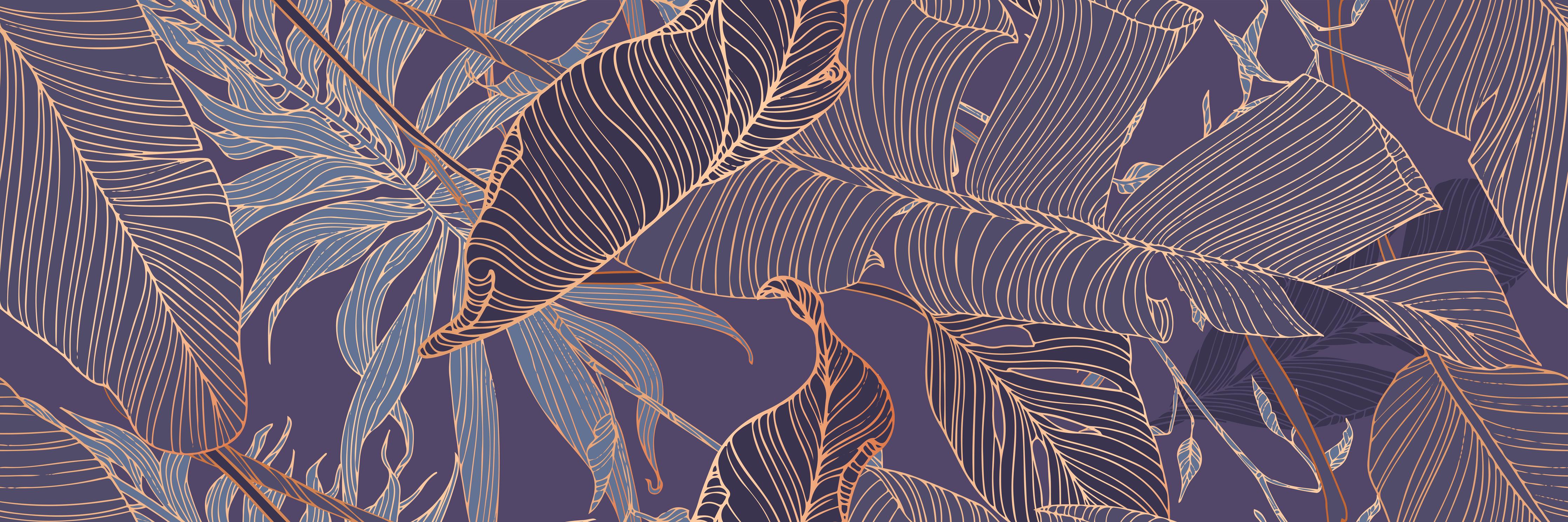 Spritzschutz-Elegantes Lila-Goldenes Blättermuster