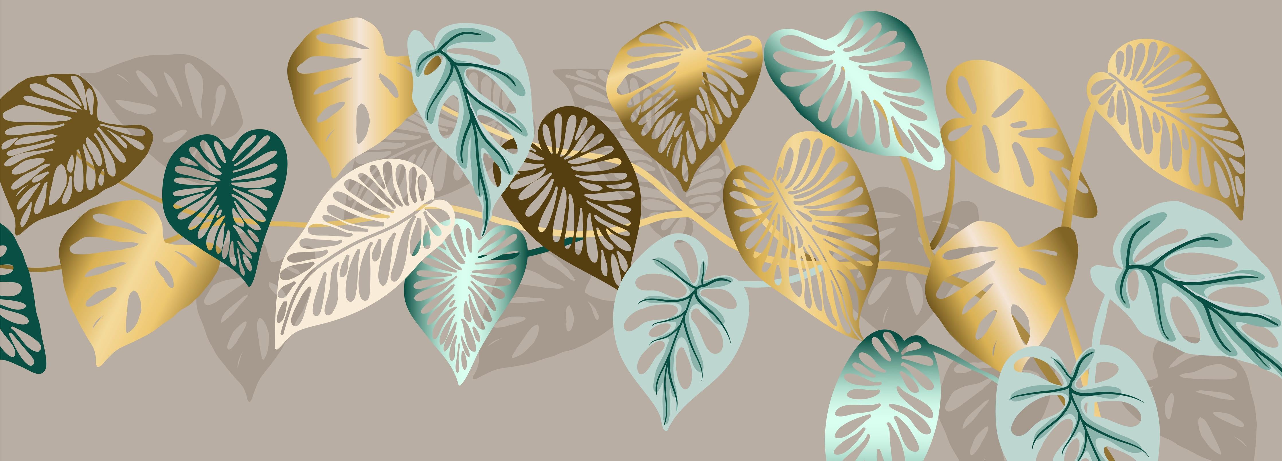 Spritzschutz-Elegantes Muster mit Gold-Mint Blättern