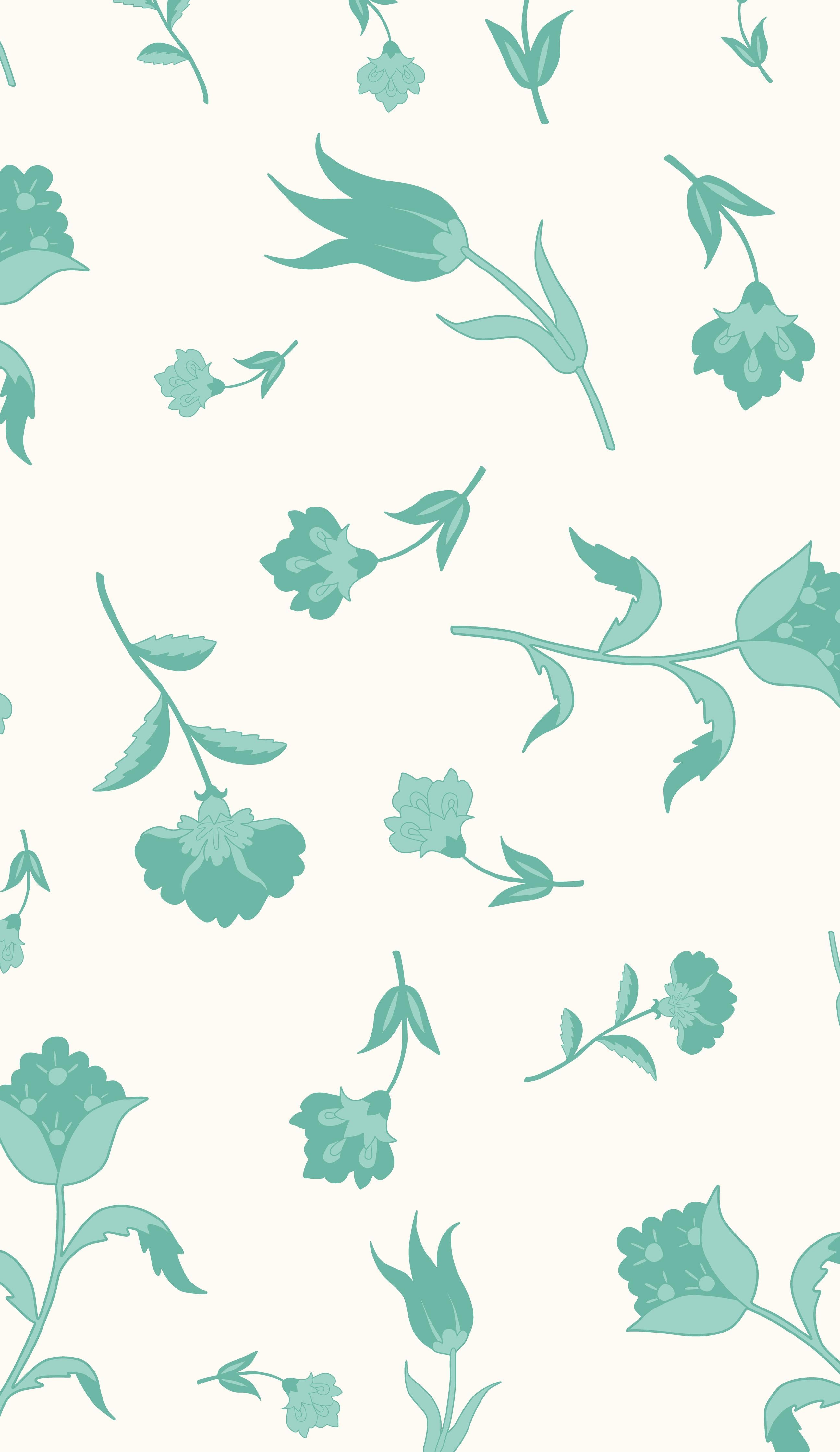 Spritzschutz-Elegantes Türkis-Weißes Blumenmuster