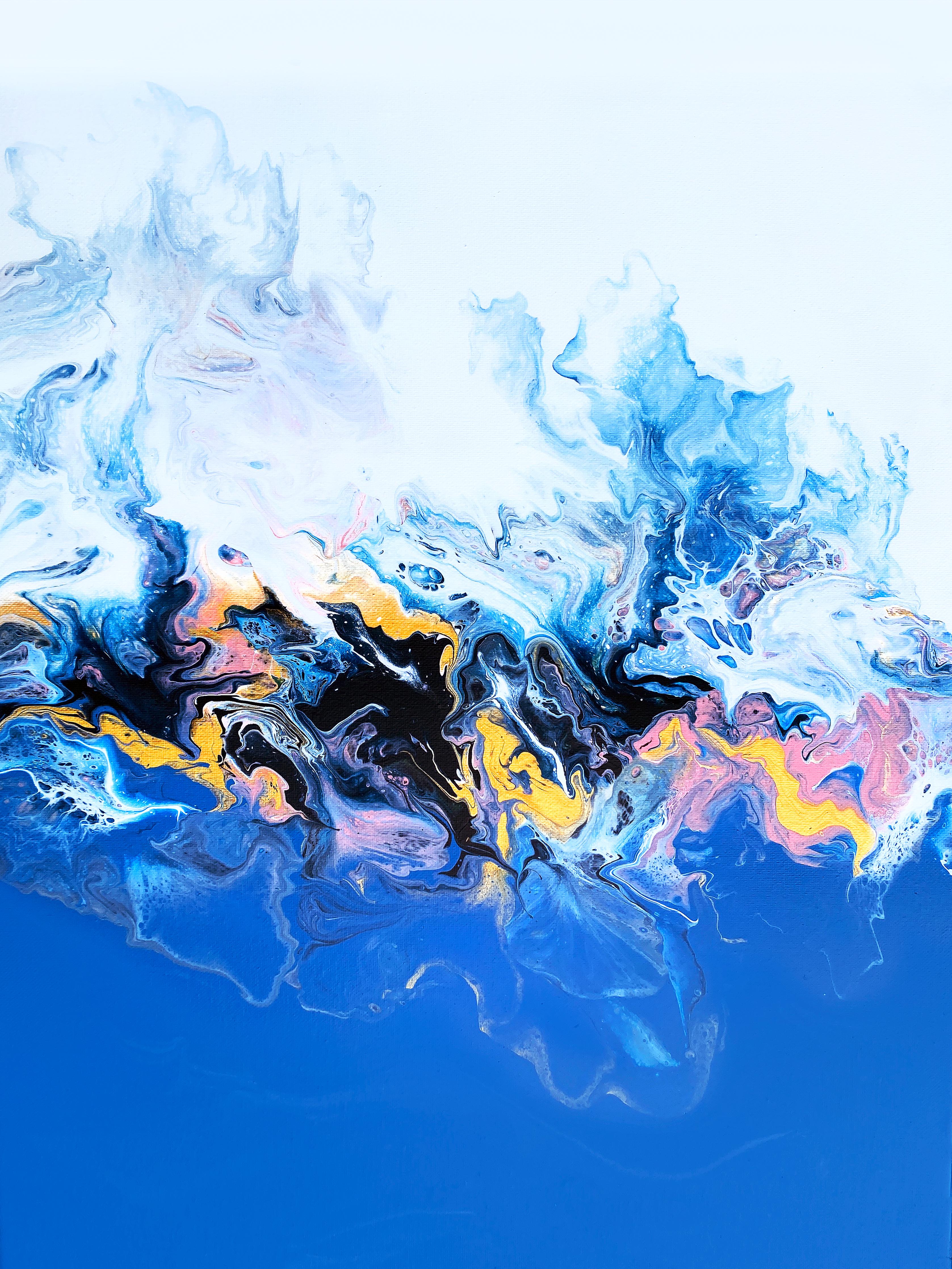 Spritzschutz-Flüssigkunst Malerei - Bläulich