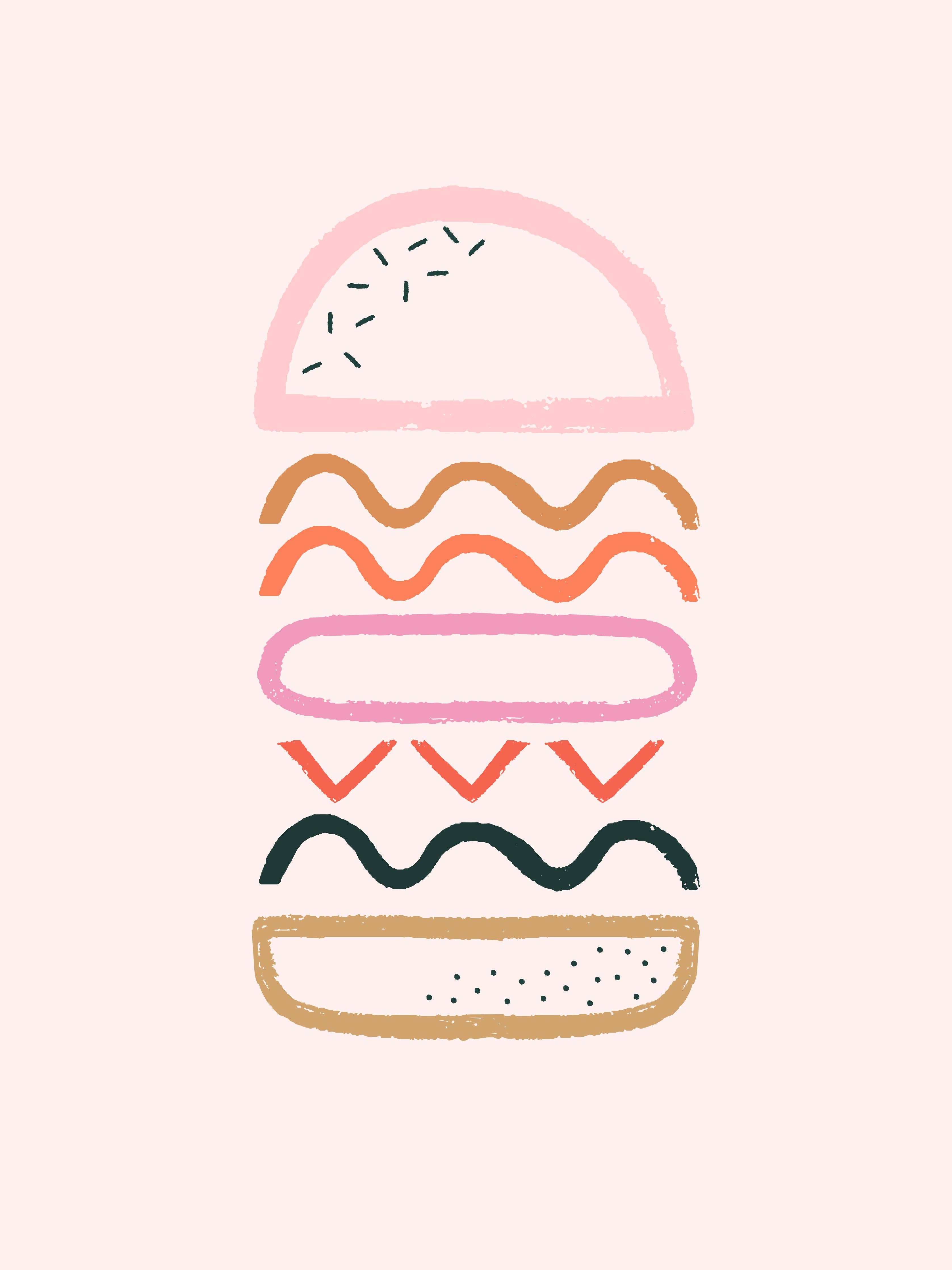 Spritzschutz-Geometrischer Hamburger in Pastellfarben Illustration