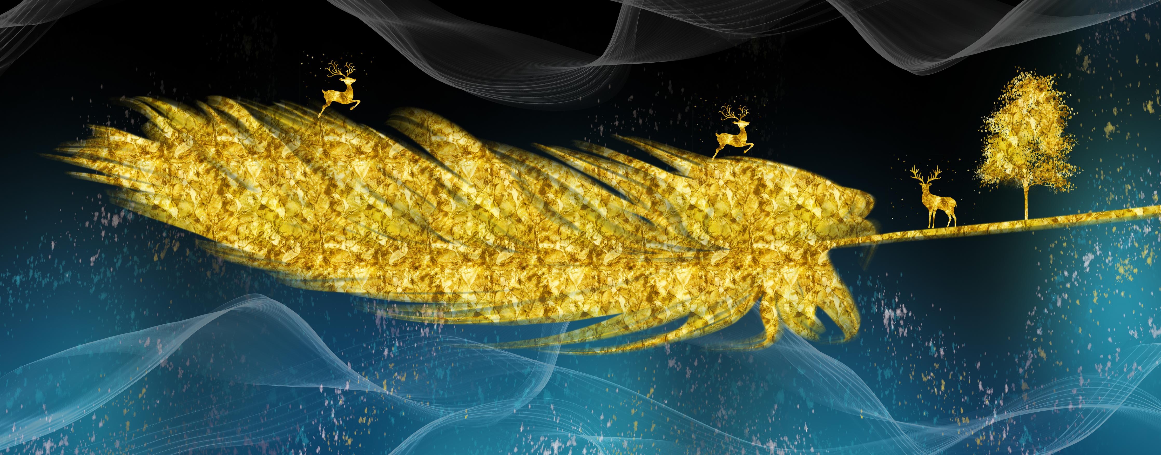 Spritzschutz-Goldene Feder - 3D Muster