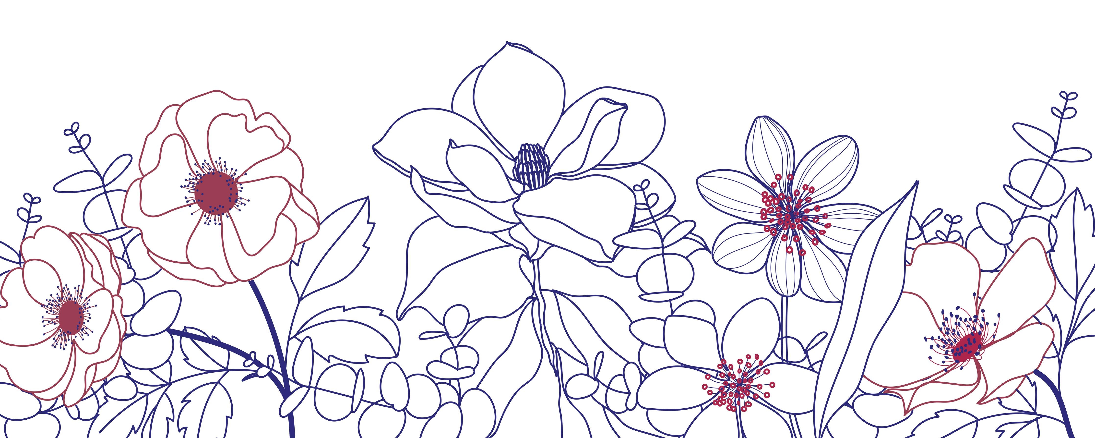 Spritzschutz-Künstlerische Blumen Lineart Zeichnung