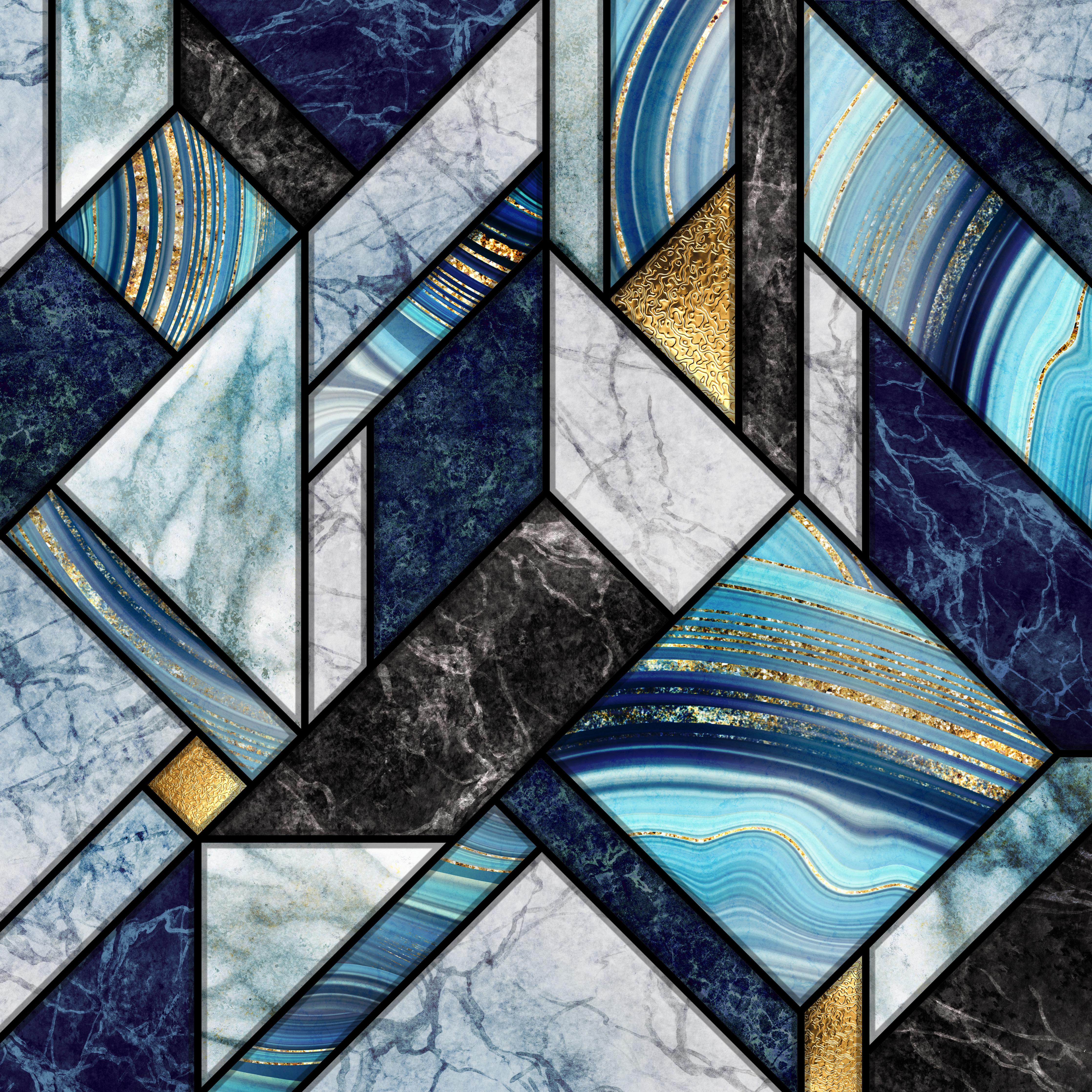 Spritzschutz-Moderne Marmor Granit Gold Mosaik Kunst