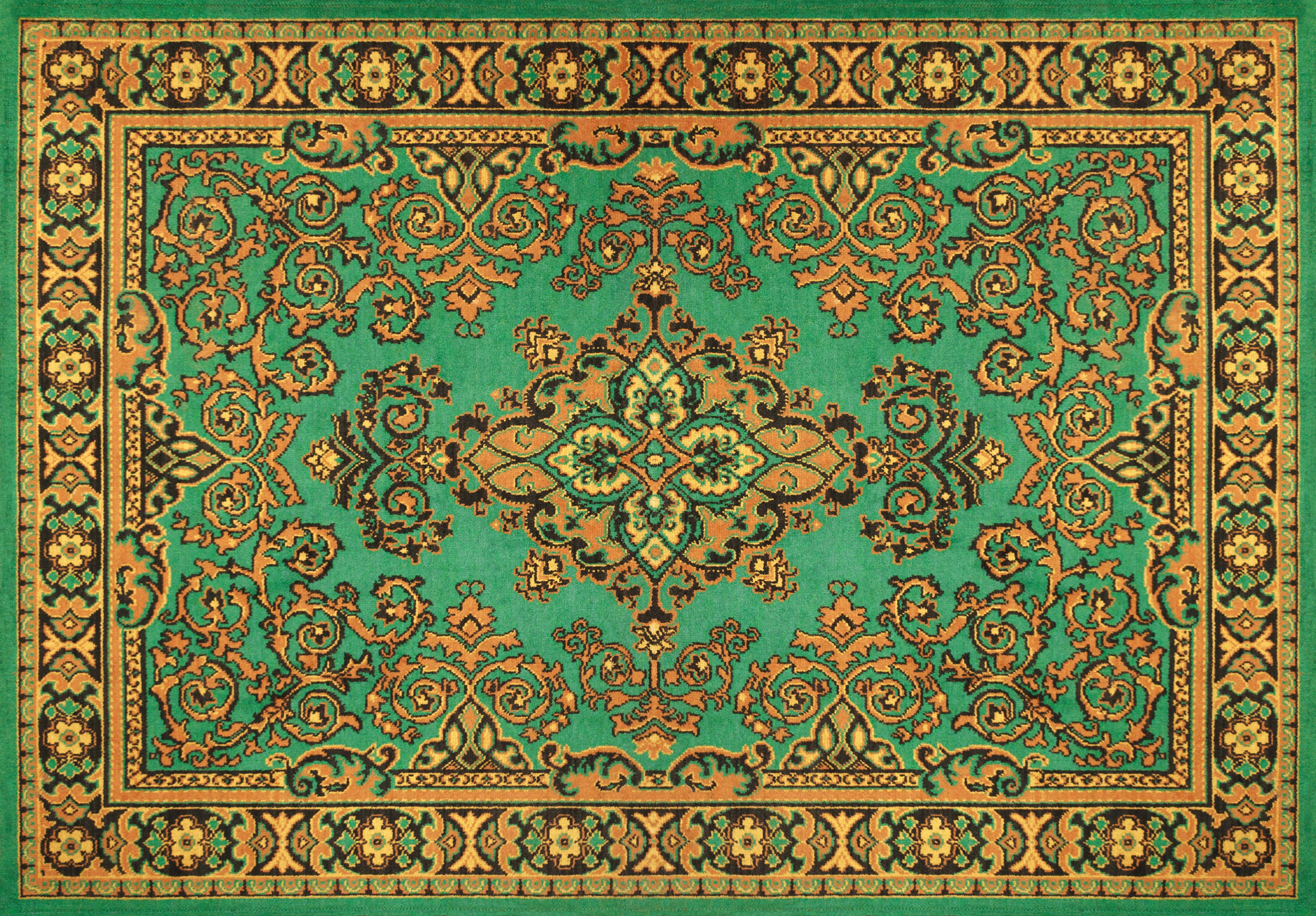 Spritzschutz-Persischer Teppich Klassisch Grün-Orange Muster